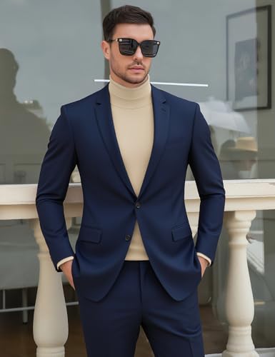 Image of Men's Turtleneck Casual Basic High Neck Long Sleeve T Shirts Half Neck Lightweight Pullover Sweater
