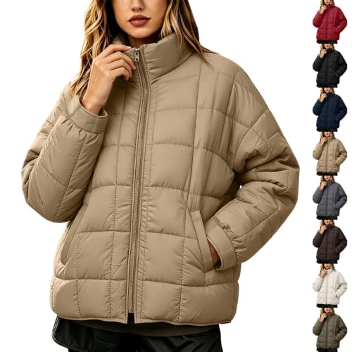 fartey Packable Puffer Jacket Women Quilted Coat Stand Collar Winter Jacket - image 1