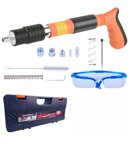 Sparachiodi, Pistola Sparachiodi, Spara Chiodi per Cemento e Ferro Attrezzo per Rivettare le Pareti, Chiodatrice per Pareti in Calcestruzzo e Metallo, con Valigetta Accessori