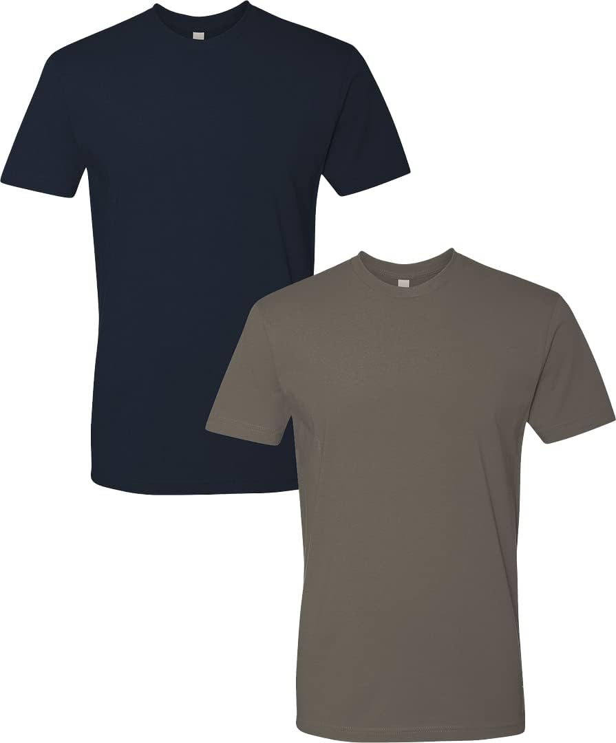 Next Level Apparel Mens Premium Fitted Short-Sleeve Crew Midnight-Warm Grey(2Pack) XX-Large