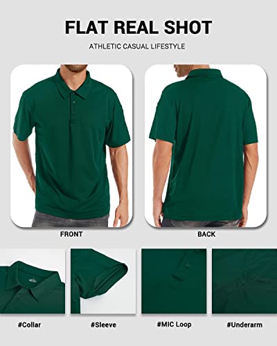 Polu Men's Polo Shirts Short Sleeve Dry Fit Casual Collared 3 Button Performance Polo Golf Tennis Tactical Polo T-Shirt Green Xl #TOP3