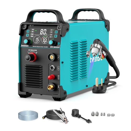 bestarc Plasma Cutter, [Pilot Arc] [Large LED Display] [Air Sensor] 80A bestarc Plasma Cutter Machine 110/220V Dual Voltage, 7/8 Inch Clean Cut 1.38 Inch Max Cut, Post Flow 2T/4T for Beginners DIY
