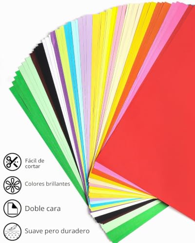 Miniatura 3 de Caianwin 100 Hojas De Papel De Colores, Papel De Origami A4, 20 Colores Vivos, Papel De Construcción De Doble Cara De 80 G M Para Manualidades, Bricolaje, Corte Y Dibujo