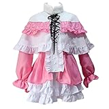 ECMRAD Kanna Kamui Cosplay Costume Lolita Skirt Set Anime Maid Outfit Shirt Miss Kobayashi's Dragon Maid Apron Dress (Female, L)