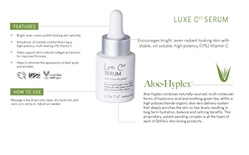 Luxe-C17-Vitamin-C-Serum-For-Face-with-AloeHyplex-by-DeVita-age-defying-serum-for-dark-spots-wrinkles-with-stabilized-17-vitamin-c-for-sensitive-skin-13ml Luxe C17 Vitamin C Serum For Face with AloeHyplex by DeVita - age defying serum for dark spots, wrinkles with stabilized 17% vitamin c, for sensitive skin -13ml