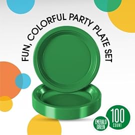 Exquisite Party Solids Emerald Green Plastic Plates For Party 10 Emerald Green Disposable Plates Heavy Duty 100 Pcs Plastic Dinnerware Sets Heavy Duty 350 GSM Disposable Dinnerware Set