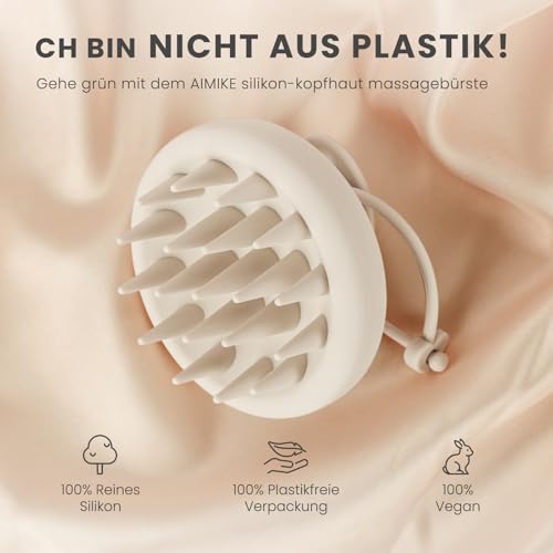 AIMIKE Silikon Kopfhaut Massagebürste Shampoo Bürste, Umweltfreundliche Kopfmassage Bürste für Peeling und Stimuliert das HaarWachstum, Kopfmassage Shampoo Haarbürste [Nass&Trocken],Haferflocken