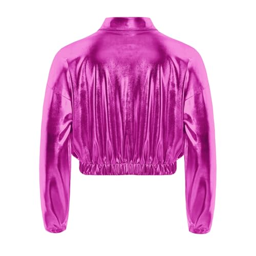 Loyan Kids Boys Girls Zip Up Coat Bomber Jackets with Pockets Sequin Hip-hop Jazz Street Dance Crop Tops3