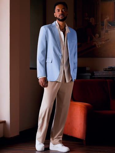 Image of MAGE MALE Men's One Button Suit Jacket Elegant Solid Color Blazers Slim Fit Lightweight Sport Coats Blazer