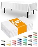 Pureegg Plastic Table Cloth Disposable 6 Pack, 54 x 108 Inch Table Cloths, Party, Picnic, Wedding, Decorative Tablecloths, Rectangle, White Plastic Cover, Waterproof, White