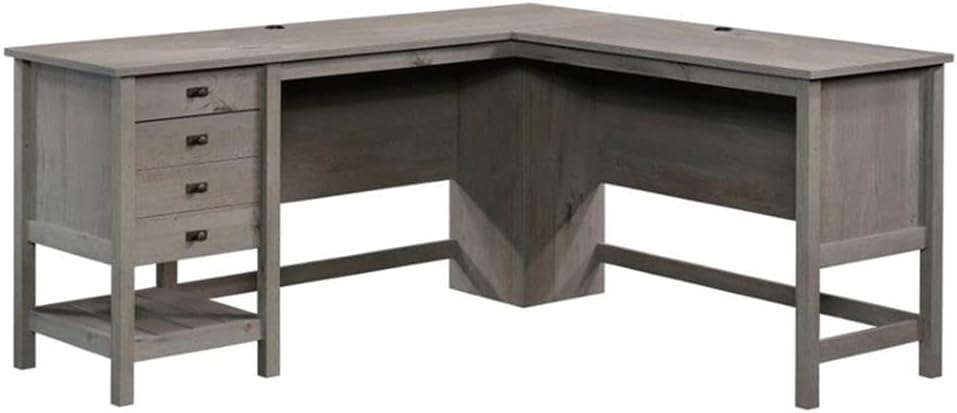 Sauder Cottage Road Engineered Wood L-Shaped Computer Desk in Mystic Oak