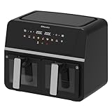 EMtronics 9L Dual Zone Air Fryer with Windows 2400W Family Size, 8 Preset Cooking Mode, Match Cook & Smart Finish Functions, 9 Litre - Black - Image 3