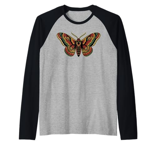 Cool Classic Old-School Tattoo Traditional Moth Flash Design Raglan Baseball