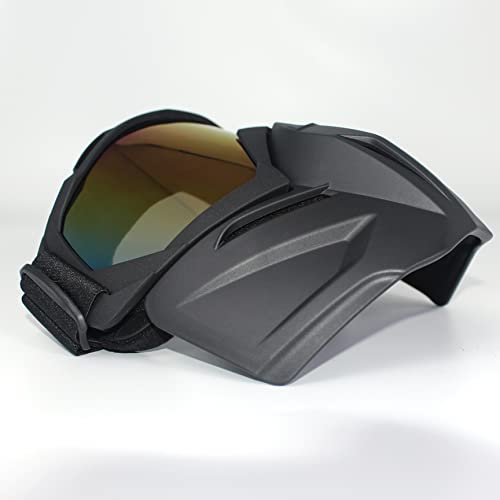 Motorcycle Helmet Riding Goggles Glasses With Removable Face Mask,Detachable Fog-Proof Warm Colorful Goggles Mouth Filter Adjustable Non-Slip Strap Vintage Bullet Fight Motocross #TOP5