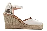  HISPANITAS - HV221899 Panna - Sandalia de piel, con cuña, hebilla, suela de goma, para: Mujer color: PANNA talla:40