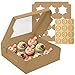 POPUFUN 9-Count Brown Cupcake Boxes with Window and Insert, 9x9x3 Inch, 16 Pack, Suitable for Cupcakes, Muffins, and Cookies