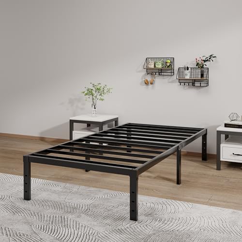 Image of LUMUNANCE Metal Bed Frame Twin XL Size - 14 Inch Heavy-Duty Twin XL Platform Bed Frame No Box Spring Needed, Easy Assembly, Noise-Free, Sturdy Mattress Foundation, Underbed Storage Space