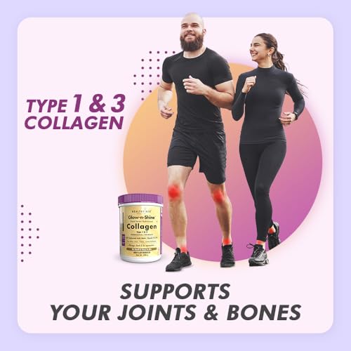 HealthyHey Skin Glow-n-Shine® Collagen Powder 200g | Hydrolysed Collagen for Women and Men with Hyaluronic Acid, Biotin and Vitamin C for Healthy Skin, Hair and Nails - (Unflavoured, 200gm)