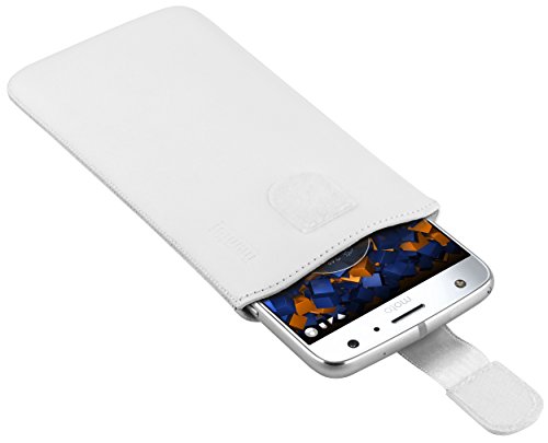 mumbi Genuine Leather Case Compatible with Motorola Moto X4 White - Image 3
