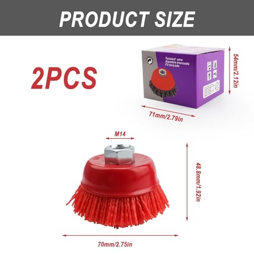 LNSYSNS Topfbürste Winkelschleifer, 2 Stück Nylonbürste, Durchmesser 65mm Topfbürste, Wird zur Rostentfernung, Farbentfernung, Gratentfernung, Schmutzreinigung
