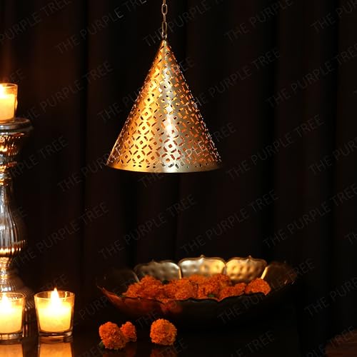 Image of The Purple Tree Divine Metal Cone Tealight Holder (Pack of 1 pc) Diwali Tealight Holder, Christmas Candle Holder, Diwali Decorations, DIpawali Gifts