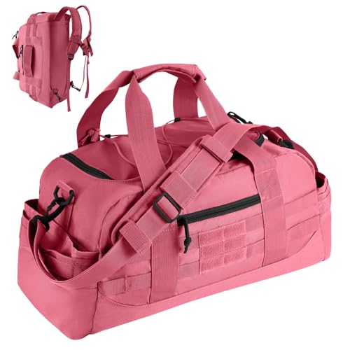 Hannibal Tactical 35L Large Duffle Bag, 3-in-1 Tactical Backpack MOLLE Pack for Sports/Gym/Outdoor, Pink