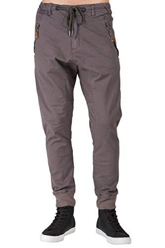 Level 7 Mens Drop Crotch Premium Washed Stretch Twill Jogger Pants With Zipper Pockets