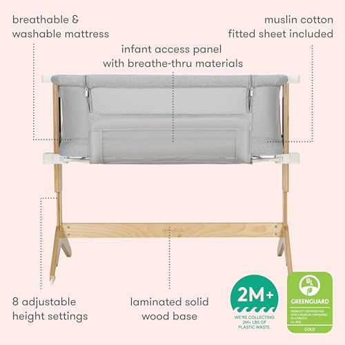 Image of Newton Baby Bassinet & Bedside Sleeper with Mattress & Sheet - Ultra-Breathable & Completely Washable, Removable Dual-Layer Cover | Wood Frame | Adjustable Height & Infant Access Opening