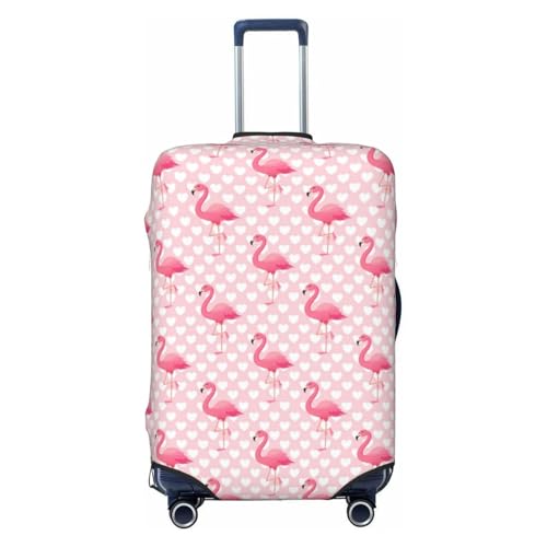 Cute Flamingo With Heart For Travel Luggage Cover Suitcase Protector Fits 18-32 Inch Travel Luggage Protector Elastic Luggage Anti-Scratch Suitcase Cover