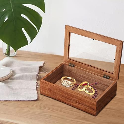 Gitohoni Contenedor de Madera para Joyas con Tapa de Cristal, M - imagen 5