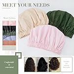 Reusable Shower Cap for Women, Large Waterproof Shower Essentials Bonnet Washable Elastic Band Bath Hair Wrap Hat for Long Hair, Braids(Leopard) - Image 5