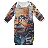 CHIFIGNO Albert Einstein's Face Boy Cotton Newborn Gown 0-3 Months, Newborn Girl Clothes for Hospital