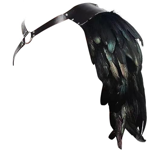 Disfraz medieval de cuero con plumas para eventos de cosplay y recreación