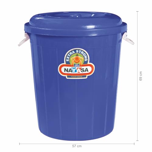 Image of Nayasa Bucket 102 with Lid- 100 Ltrs, Plastic Water Storage Bucket| Unbreakable Multipurpose Storage, Blue