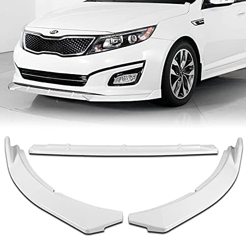 3PCS Front Bumper Lip Kit fit for compatible with 2014-2015 Kia Optima, STP-Style Splitter Trim Protection Spoiler, Air-Dam-Chin-Diffuser (Painted White)