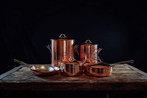 Sertodo Copper Sauce Pan With Lid, 2.5 Quart Capacity, Pure Copper, Heavy Gauge, Hand Hammered, Patented Stainless Steel Handles #TOP4