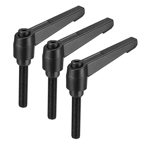 Image of uxcell M8 x 40mm Handle Adjustable Clamping Lever Thread Push Button Ratchet Male Threaded Stud Knobs Locking Rotating Screw Handles Quick Release Bolt Black 3pcs