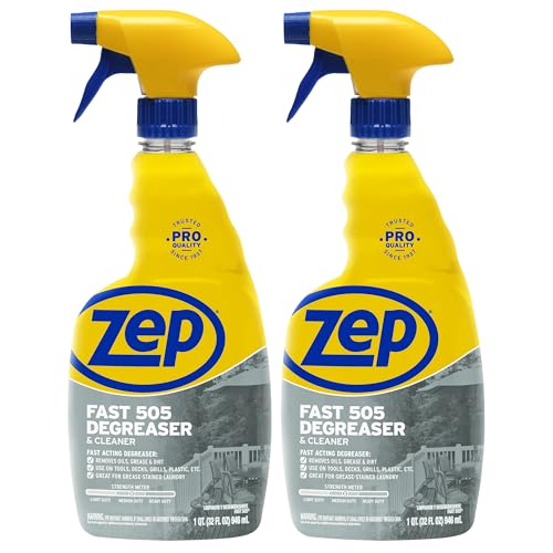 Zep Fast 505 Cleaner and Degreaser - 32 oz (Case of 2) ECZU505322 - Fast Acting, Removes Oil, Grease, and Dirt from Tools, Decks, Grills, Plastic, and Even Grease-Stained Laundry