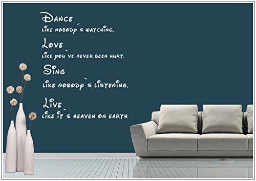 Deco-idea WandTattoo Sentencja cytat Dance Like Nobody´s Watching. wzt56(010 biały, zestaw1: ok. 37 x 30 cm)