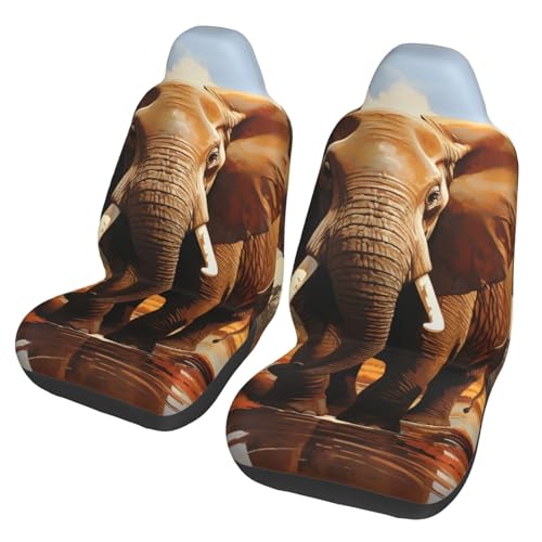 Housse de siège avant de voiture Elephant Family lavable et imperméable pour auto et camion (2 pièces)