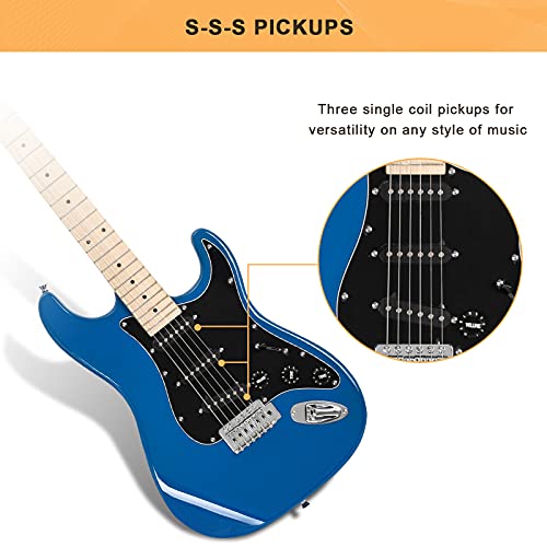 Image of GLARRY Full Size Electric Guitar for Music Lover Beginner with 20W Amp and Accessories Pack Guitar Bag (BLUE, 39 inch Right Handed)