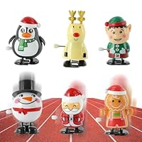 Aufziehspielzeug Weihnachten, 6 Stück Figur Uhrwerk Spielzeug Aufziehfigur Adventskalender Füllung, Weihnachts Wind Up Springspielzeug Mitgebsel Kleinigkeiten Geschenke für Baby Kinder Erwachsene
