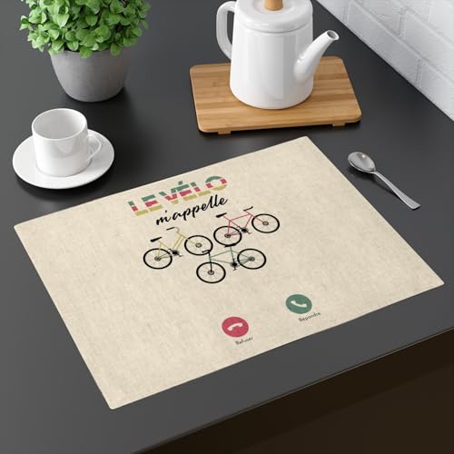 Sets de table en lin Le Vélo m'appelle pour repas de cyclistes