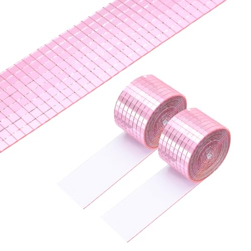 Image of PATIKIL 5x5mm Self Adhesive Mirrors Mosaic Tiles, 6400 Pcs Square Mini Glass Mosaic Disco Tile Sticker for DIY Craft Disco Ball Party Decoration, Pink