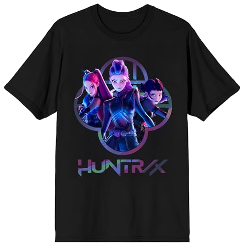 Kpop Demon Hunters Huntrix Capture Color Adult Black Crew Neck Short Sleeve T-Shirt