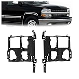 ALMULOO Pair Headlight Bracket Compatible with 1999-2007 Chevy Chevrolet/Silverado GMC Sierra 1500 1500HD 2500 2500HD 3500 Suburban 1500 2500 Tahoe GMC Yukon/Yukon XL Plastic(PP) Black LH&RH