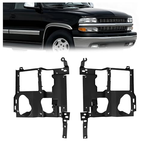 ALMULOO Pair Headlight Bracket Compatible with 1999-2007 Chevy Chevrolet/Silverado GMC Sierra 1500 1500HD 2500 2500HD 3500 Suburban 1500 2500 Tahoe GMC Yukon/Yukon XL Plastic(PP) Black LH&RH