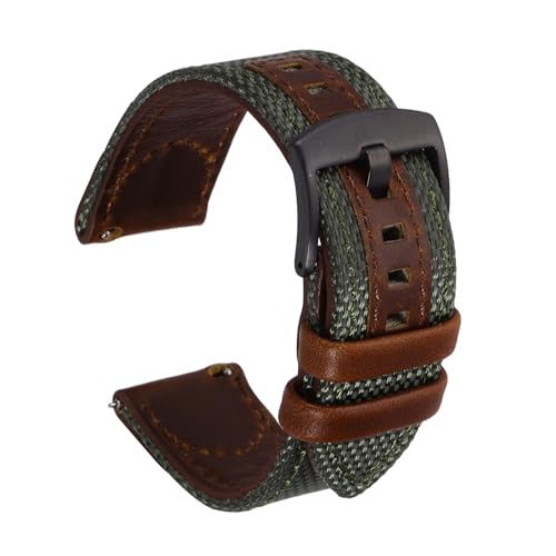 Bracelet montre nylon 22mm HARFINGTON, alliance cuir véritable et élégance sportive