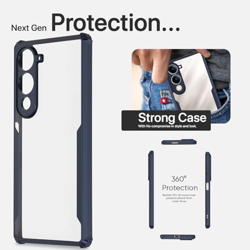Image of Pikkme Back Cover for iQoo Z10 lite 5G / Vivo T4 lite 5G / Y19 5G / Y19e / Y04 4G / Y29s 5G | Ultra Hyrbid | Full Camera Protection | Raised Edge | Crystal Clear Transparent Bumper Case (Blue)