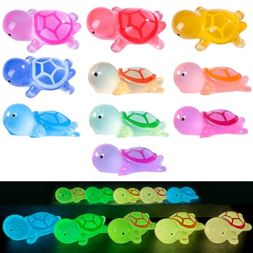 QWEPU 50PCS Luminosas Mini Tortugas, Minifiguras de Tortuga, Mini Tortugas Luminosas,Mini Figuras Tortugas DIY pequeñas Tortugas para decoración de macetas jardín Paisaje,decoración de Acuario